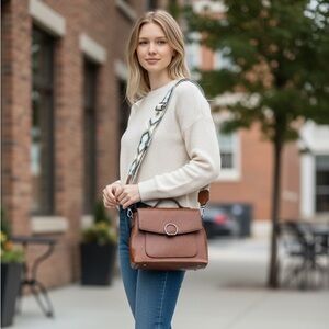 Western Aztec Faux Leather Brown Casual Strap Cross Body Bag